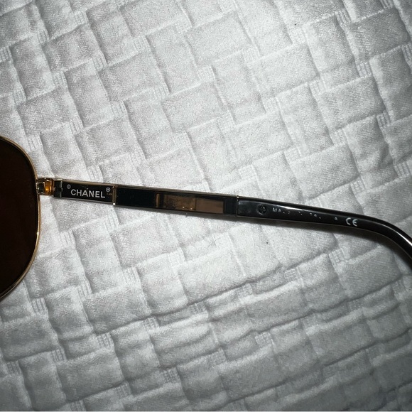 CHANEL Gold/brown Aviator sunglasses
